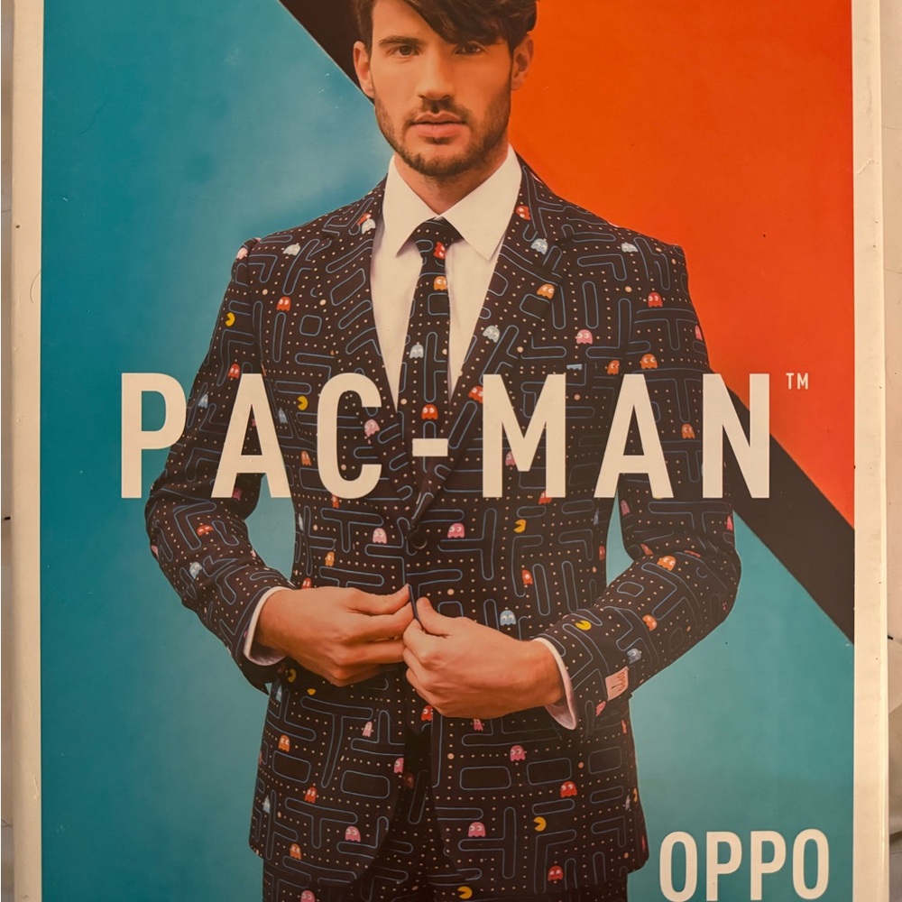 OppoSuits PAC-MAN Retro Arcade Black Suit Men’s Sz 48